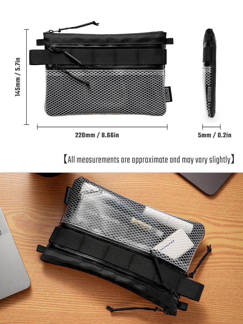 TACTICAL_GEEK EDC Modular Carry Pouch, Waterproof Nylon Organization, Multifunctional Utility Carry Pouch, Semi-Transparent Mesh Pouch for Storing Tools, Daily Necessities White Storage A16