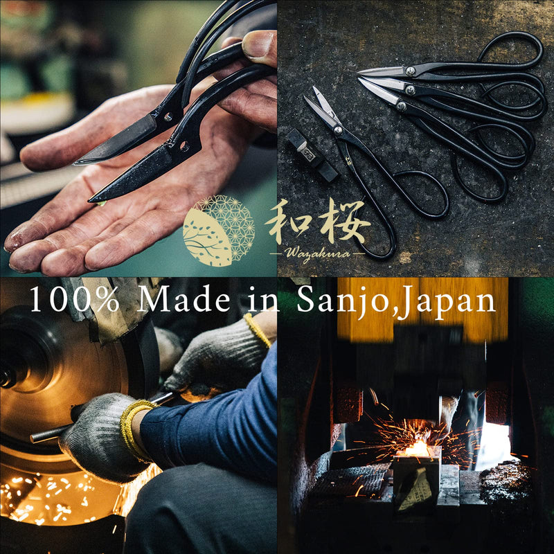 Wazakura Japanese Bonsai Trimming Care Kit Made in Japan - Traditional Bonsai Scissors 7inch(180mm) + Sap Rust Eraser Gift Box Set 2pcs Traditional Scissors + Sap Eraser Set