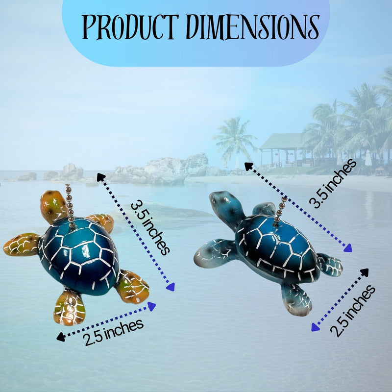 BestGiftEver Ceiling Fan and Light Fixtures Pull Chain Extender with Decorative Sea Turtle Duo Accents - Nautical Pull Chain Ornament for Coastal Decor and Marine Life Enthusiasts (Set of 2)