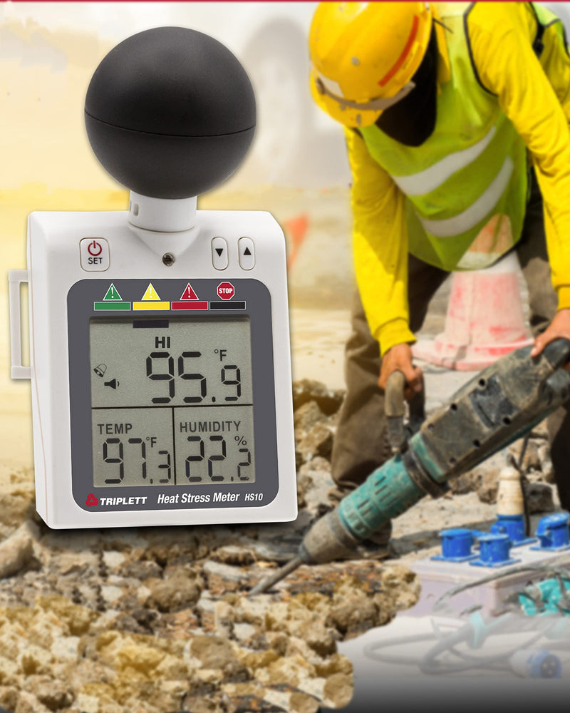 Triplett HS10 Indoor/Outdoor Heat Stress WBGT (Wet Bulb Globe Temperature) Meter - Humidity, Temperature, Heat Index HS10 Heat Stress Meter