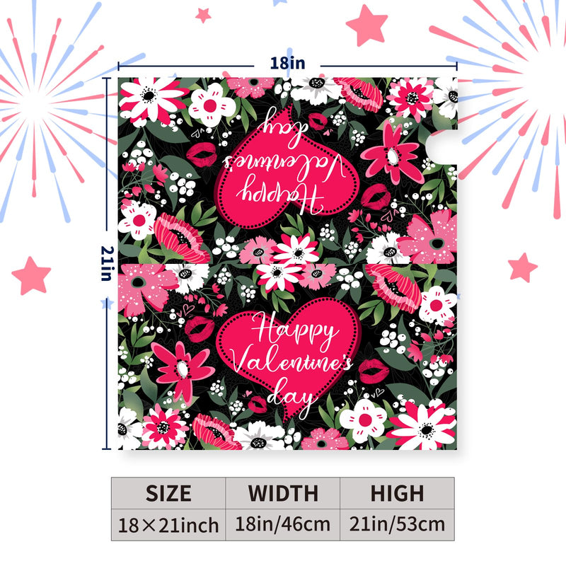 Happy Valentines Day Mailbox Covers Magnetic Standard Size Valentine Mailbox Post Cover Red Heart Truck Floral Flower Valentine's Day Mailbox Decor Waterproof Mailbox Wraps 21 * 18 Inch 21x18inch Happy Valentine's Day Mailbox Cover
