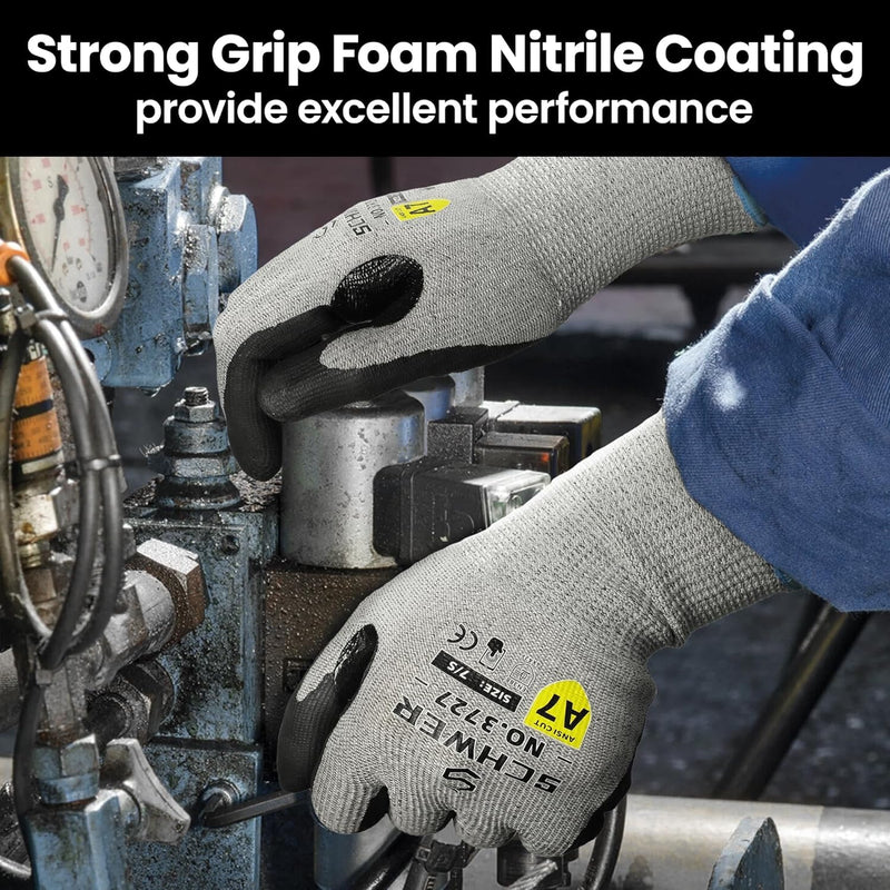 3 Pairs High Level Cut Resistant Work Gloves for High Risk Work, ANSI A7 Cutting Gloves with Reinforced Thumb, Used for WoodWorking, Construction, Non Slip, Durable, Breathable & Cool, XXL, PR3727 3 Pairs XX-Large Grey