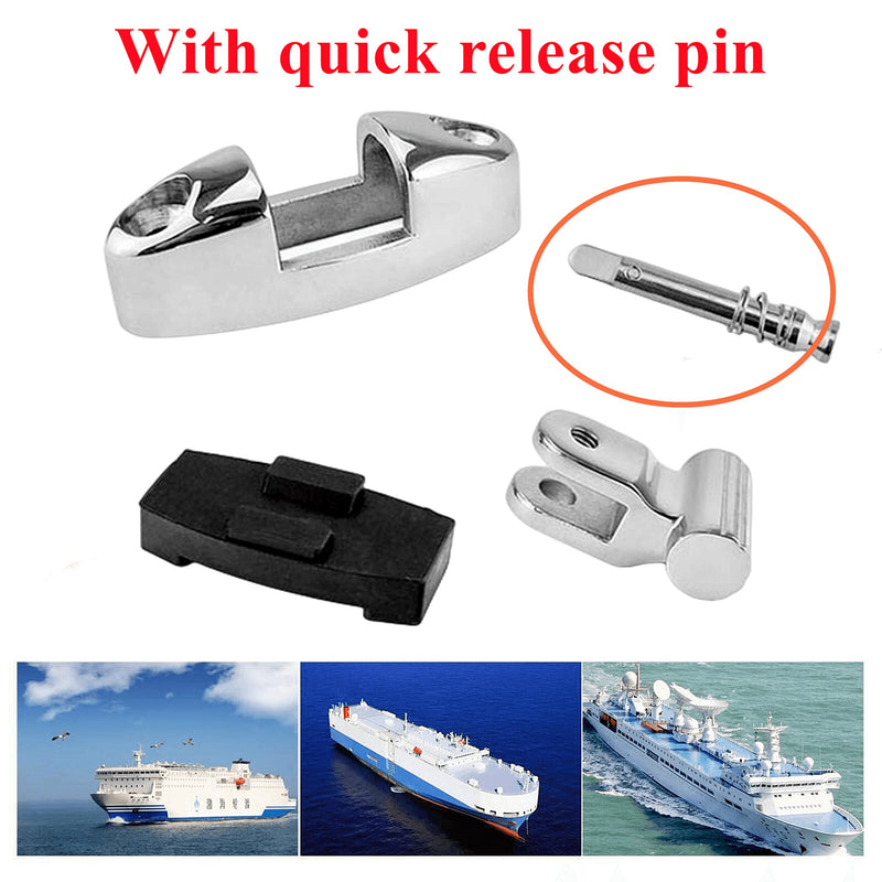 Pair of Marine Swivel Deck Hinges with Rubber Pad, 316 Stainless Steel Bimini Top Fitting for Fishing Boat Canoe Accessories W/Quick Release Pin Type: With Quick Release Pin
