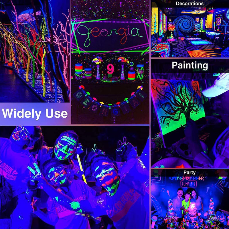 2 Pack 10W 48 LED Black Light Bars 1Ft 395-400nm UV Blacklight Tube with 5.9Ft Cord+Plug+Switch Linkable Black Light Fixtures for Bedroom Fluorescent Poster Body Paint Halloween Glow Party 2Pack