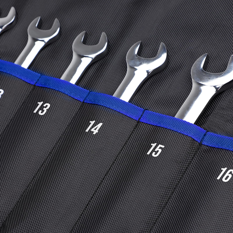 YOOFAN Wrench Roll Up Pouch – Wrench Organizer Bag with Handle, Wrench Holder for Hanging (19+1 Metric) 19+1 Metric