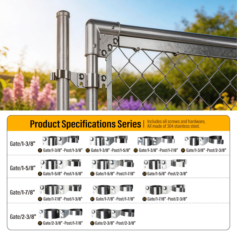1-3/8" x 1-3/8" Chain Link Gate Latch Heavy Duty Stainless Steel Fence Gate Fork Latch Hardware with Padlock Hole 2pcs 1-3/8"x1-3/8" 2