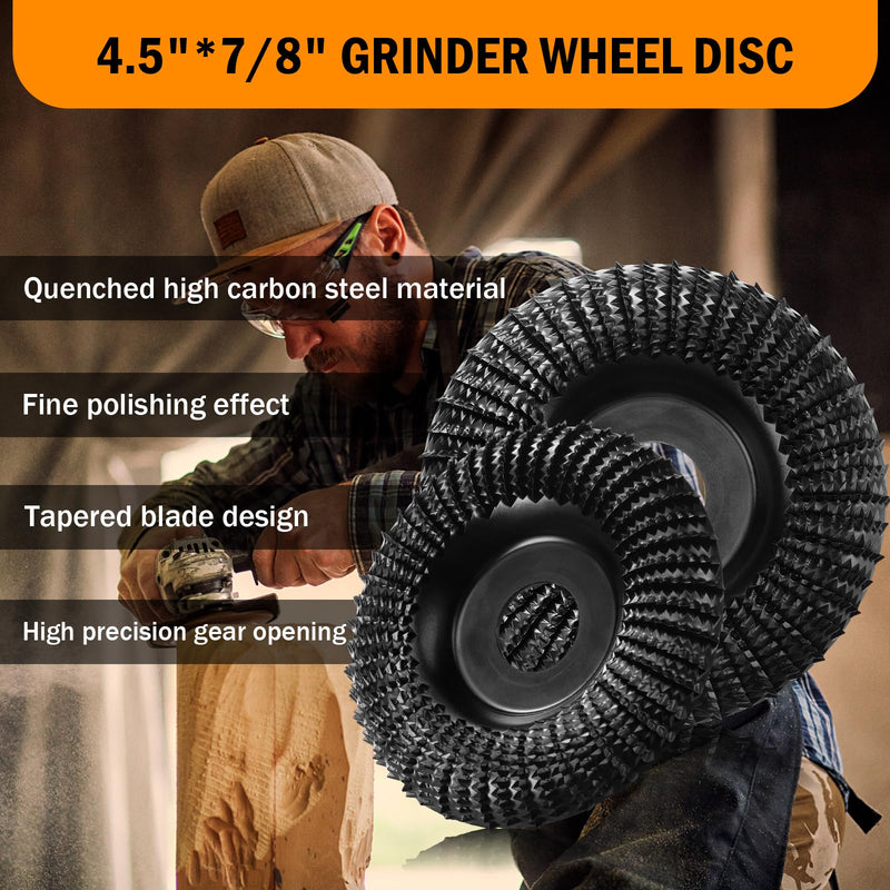 Wood Carving Disc 4.5 Inch,Wood Stump Grinder,Angle Grinding Wheel with 7/8”Arbor for Wood Carving, Shaping, Working,Tree Stump Remover（4.5'' x 7/8'' Arbor） 4-1/2'' x 7/8'' Arbor