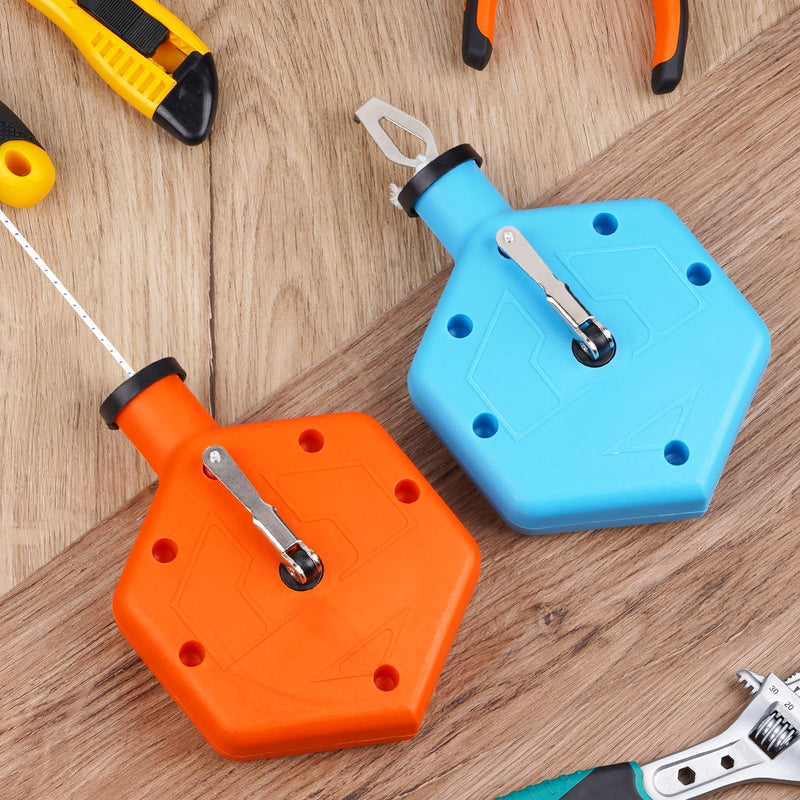 2 Pcs Chalk Line Reel 98ft(30m) Chalk Line Tool Chalk Box | for Construction Carpentry Precision Marking Decoration Brick Layer Drawing Straight Working Projects BLUE