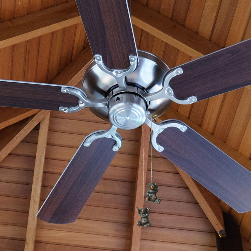 BestGiftEver Ceiling Fan Pull Chain Ornament with a Pair of Adorable Black Bears - Rustic Cabin Decorative Fan Pull Chain for Lodge Nature Lovers, and Wildlife Enthusiasts