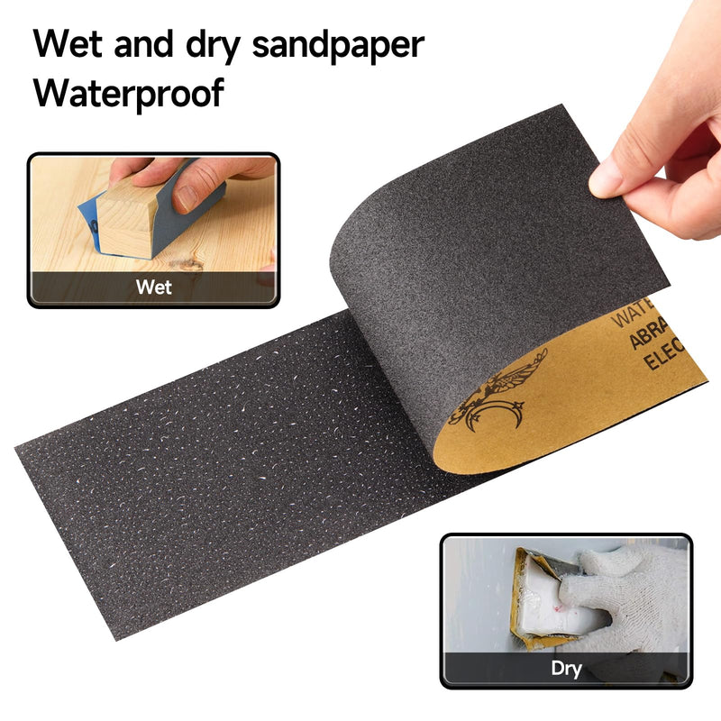 Sandpaper 800 Grit, Wet Dry Sanding Sheets 9 x 3.6 Inch for Wood Furniture Finishing, Metal Sanding and Automotive Polishing,21 -Sheet 800Grit