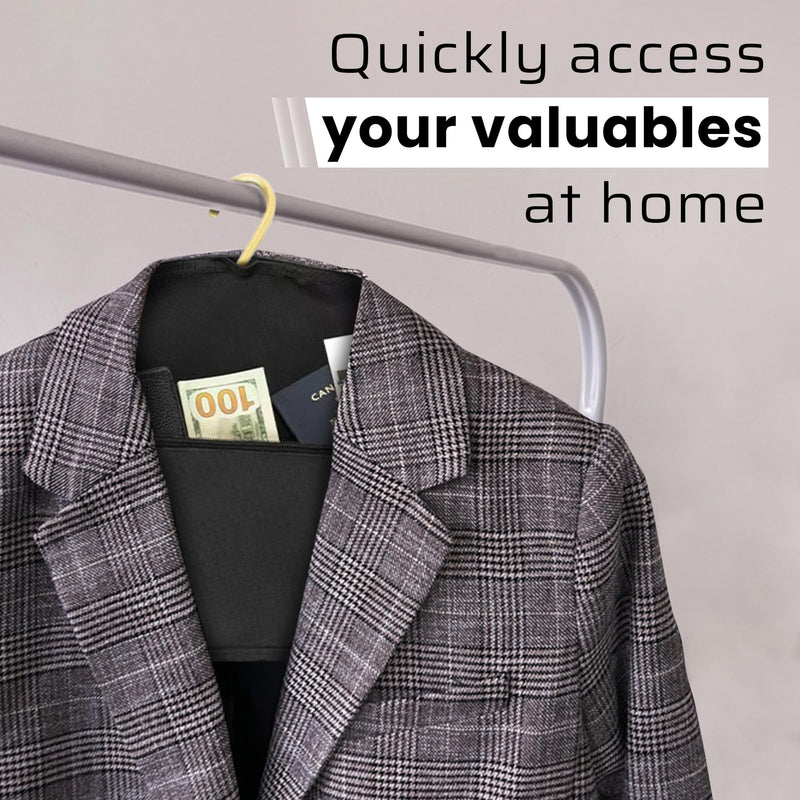 Secret Stash Coat Hanger Safe - Hanger Diversion Safe with Hidden Pocket for Cash Credit Cards & Valuables | Fits Hanging Clothes Secret Safe for Home and Travel Money Hide Bag Hiding Documents
