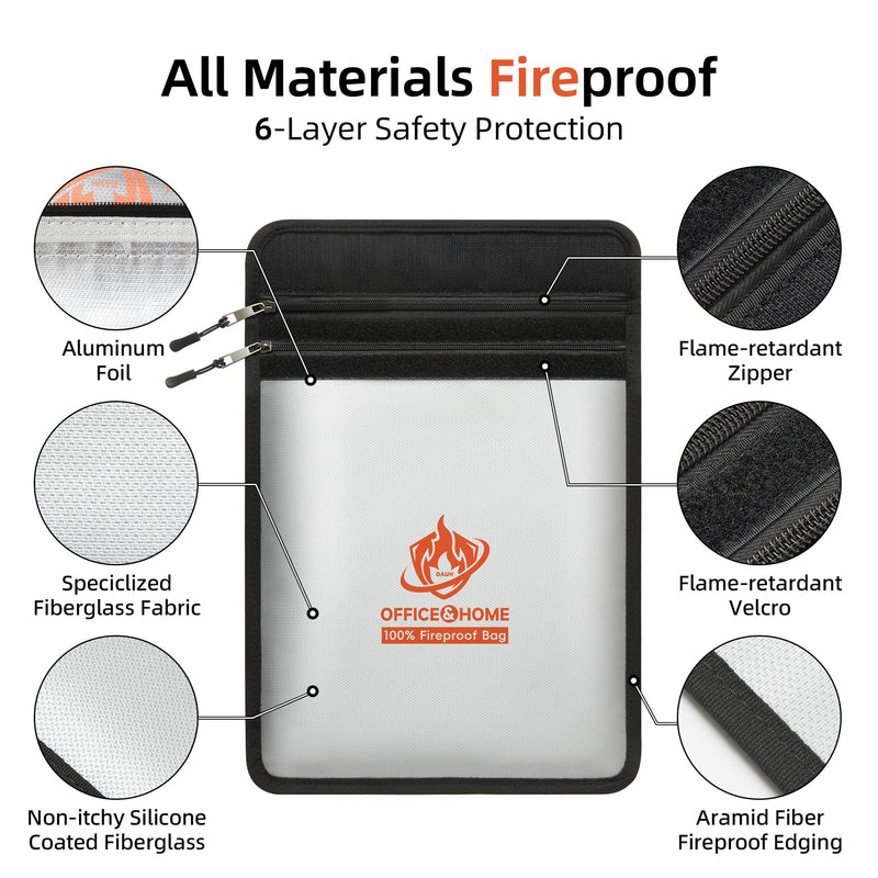 Upgraded Fireproof Document Bag (2200℉), 15”x 11” Waterproof Fireproof Money Bag for Cash with Zipper, Fireproof Safe for Home&Office, Important Document Storage Organizer for Valuables, Certificate
