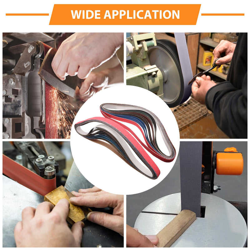 1x42 Inch Sanding Belts for Knife Sharpening, 40/80/120/240/400/1000 Grit – Ceramic/Zirconia/Alumina/SiC, for Metal Wood Plastic Polishing Deburring, Fit 1 x 42 Belt Sander,12 Pack 1x42 (Assorted Grits)