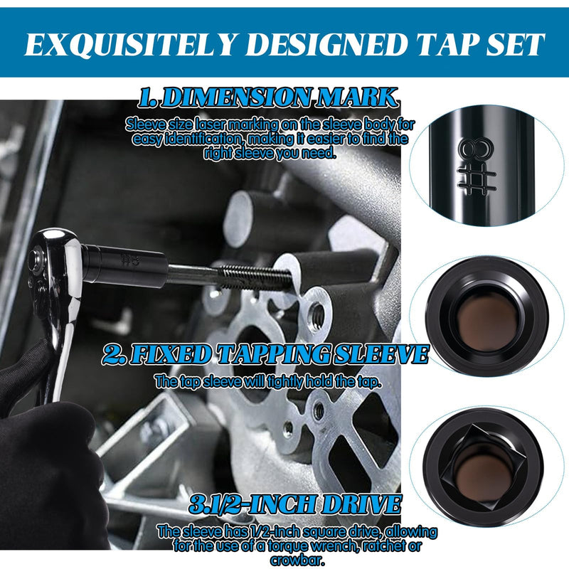 11 Pack 70700 Tap Socket Set Tap Socket Fits All Number and Fractional MCTI Standard Taps Thru 1/2" and 1/8" NPT Taps Small Size 11