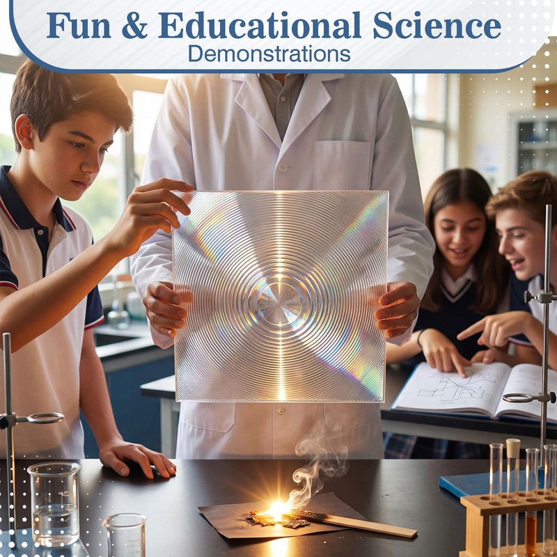 Large Fresnel Lens 300 x 300mm, Acrylic Lens Focal Length 300mm Magnifiying Sheet Fire Starter for Solar Death Ray Solar Heating Oven Physics Experiment 300mm Focal Length