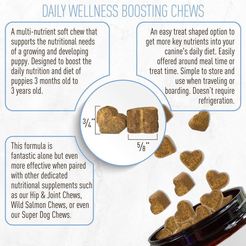 Strawfield Pets' Puppy Multivitamin + Probiotics for Dogs Puppy Vitamins with Joint Support Supplement for Dogs & Puppies Tasty Bacon Flavor 120 Soft Chews Hickory Bacon