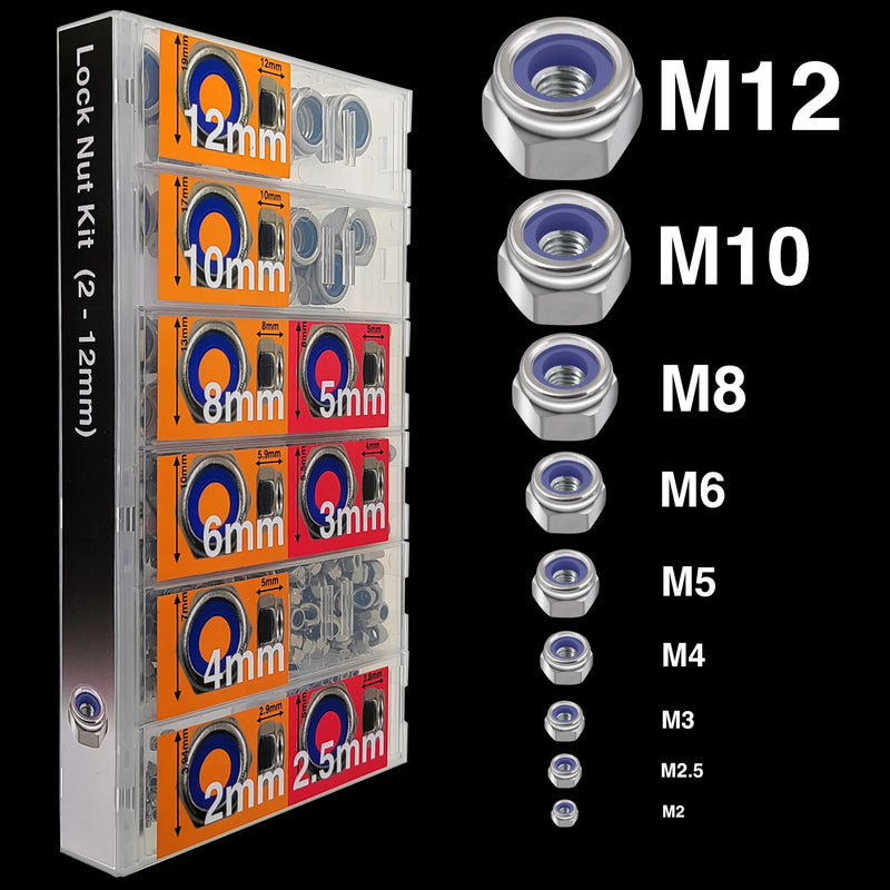 EEEEE Lock Nuts Assortment 524 pcs Stainless Steel 304 Metric locknut Nylon Insert Hardware nut Lock Metric nylock nut Secure nut Steel nut Lock Nylon Bolts Nuts (Metric 524pcs) Metric 524pcs