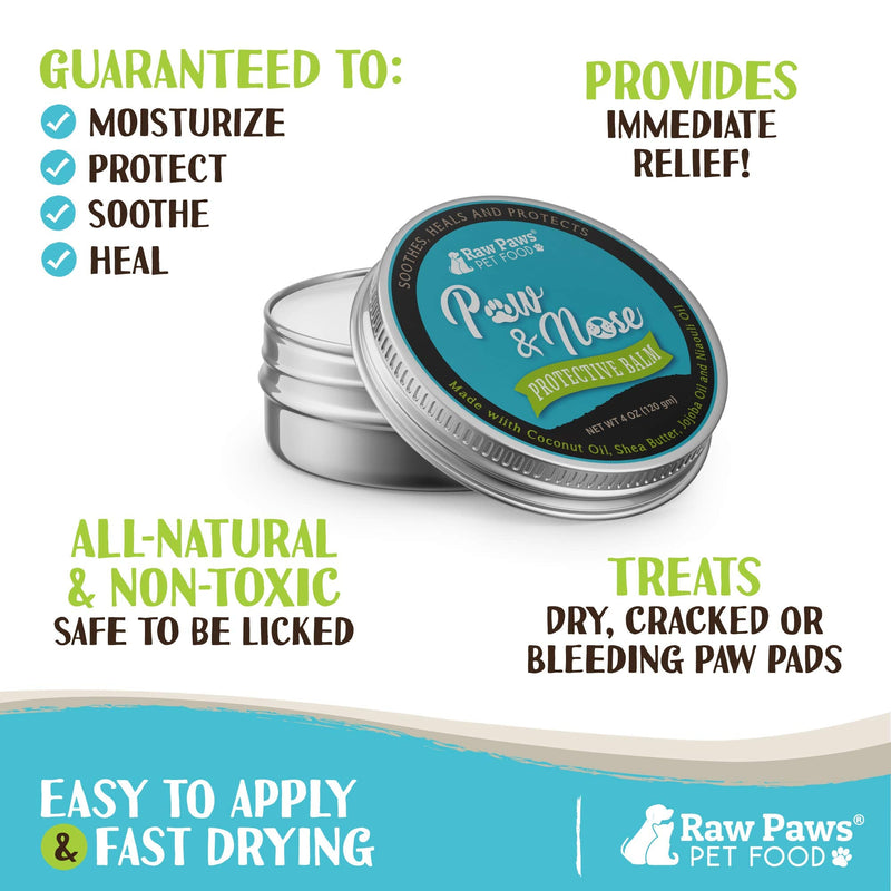 Raw Paws Virgin Organic Coconut Oil & Paw & Nose Balm Bundle - Coconut Oil for Dogs & Cats, 4-oz & Paw & Nose Balm, 4-oz - Treatment for Itchy Skin, Dry Nose, Paws - Natural Balm Paw Soother for Cats