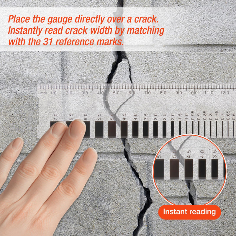 MOETER Crack Width Gauge, Concrete Crack Monitoring Gauge 0-16.5cm Crack Measuring Ruler with 1mm Precision for Measures Cracks (3 Piece) 3