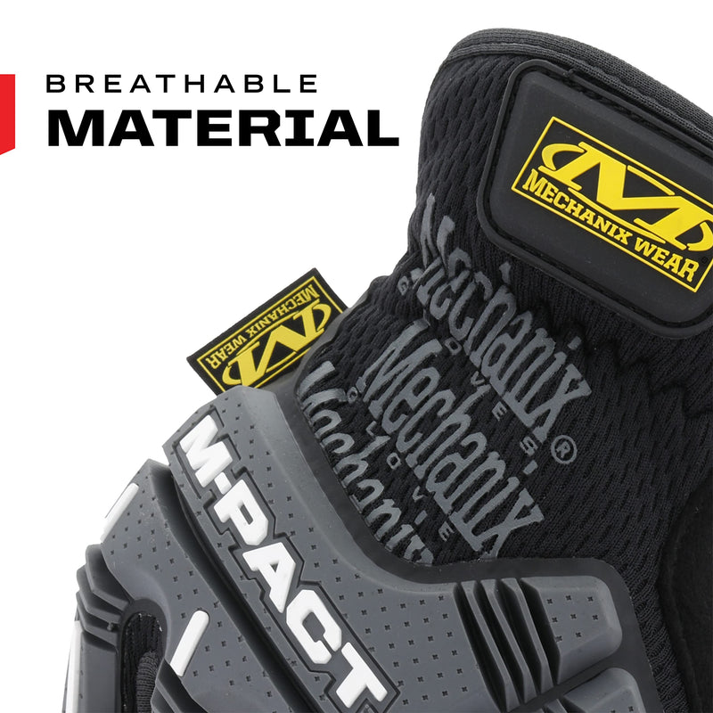 Mechanix Wear M-Pact Open Cuff Gloves - Abrasion-Resistant Gloves for Working Comfortably - Breathable Design - Secure Fit - Machine Washable - Touchscreen Capable - Black - X-Large Black/Grey