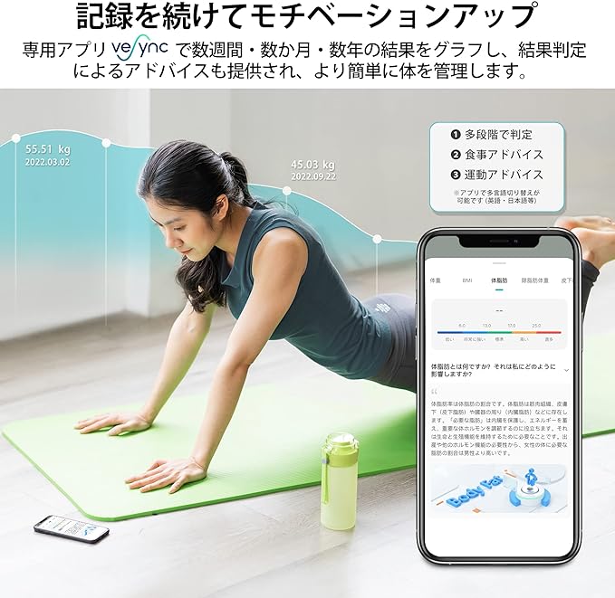 Etekcity Weight Scale, Smartphone Linked Body Composition Meter, 13 Item Measurement, Bluetooth Compatible, Automatic Data Graphing, Japanese Language Compatible, APP FIT8S (White) - NewNest Australia