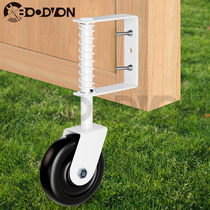 4.3" Heavy Duty Gate Caster with Bearing, Spring Loaded Gate Wheels with Bear, Gate Caster Wheel with 360° Rotation for Wooden Gate Fence, Metal Tube Gate, 220 Lbs Capacity, White, 1 Pack