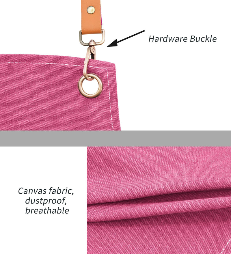 Nanxson Chef Apron Cross Back Work Apron with Tool Pockets Adjustable Shop Apron for Men Women CF3174 One Size Pink - NewNest Australia