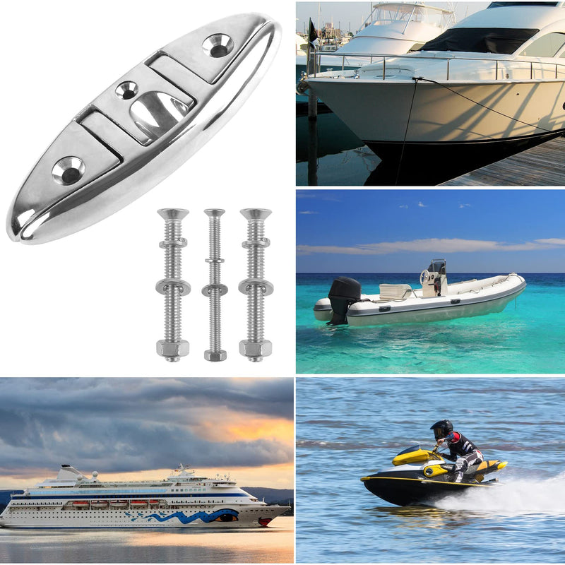 Folding Boat Cleats 5 inch and 6 inch (2 Sizes), 316 Stainless Steel Flip Up Dock Cleat for Deck and Boat, Dock Cleats Boat Dock Cleats Folding Cleat Rope Cleat Boat Cleat with Fasteners (2,4 Pack) 5inch 2 Pack