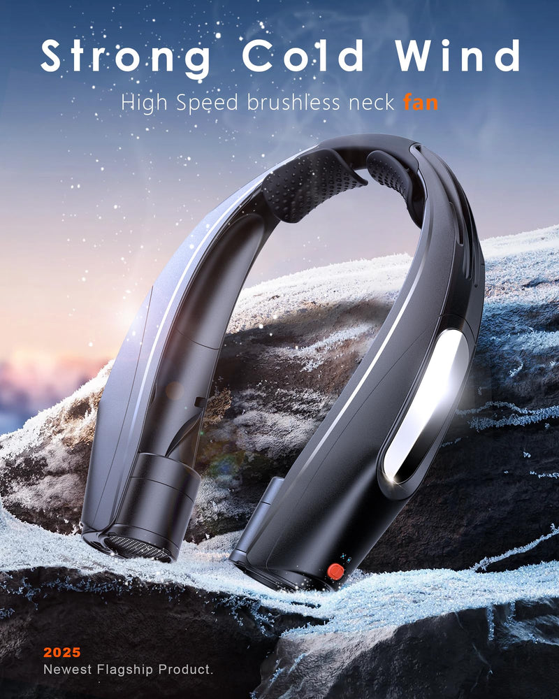 ZEEFO Portable Neck Fan, Hands Free Personal Fan- 6000mAh Battery Operated, USB Rechargeable Fan with 6 Adjustable Speeds, Cooling Wearable Fan for Home, Office, Outdoor, Trave-Black Black