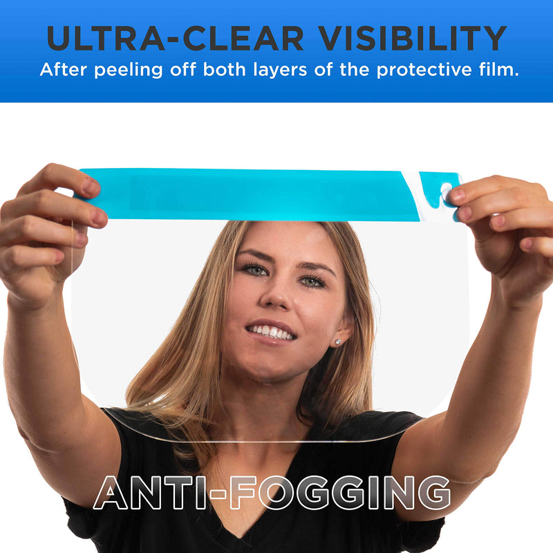 TCP Global Salon World Safety Face Shields Ultra Clear Protective Full Face Shields 10 Blue