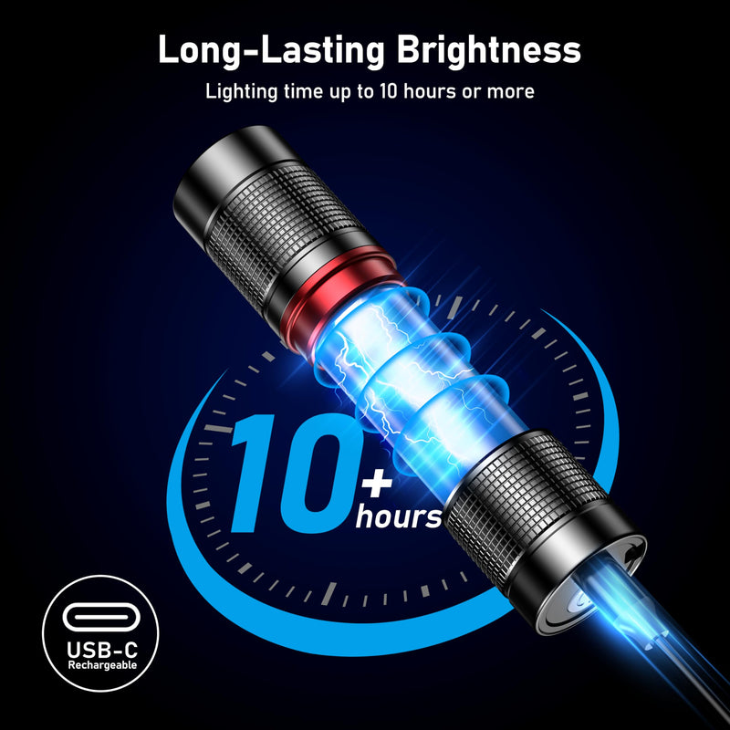 Blukar Flashlight Rechargeable, 2000L High Lumens Flashlight, Super Bright Small LED Flash Light- Zoomable, Adjustable Brightness, Long Lasting for Camping, Outdoors and Home Emergency Black 1 Pack