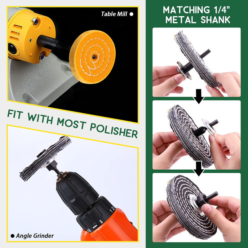 Keadic 8Pcs 4inch Buffing Polishing Wheel Kit Includes Polishing Compounds, Buffer Wheels for Polishing and 1/2" Arbor Hole, Polishing Pad Buffing Wheel Kit, Buffing Wheel for Bench Grinder 4'' Buffering wheel Kit