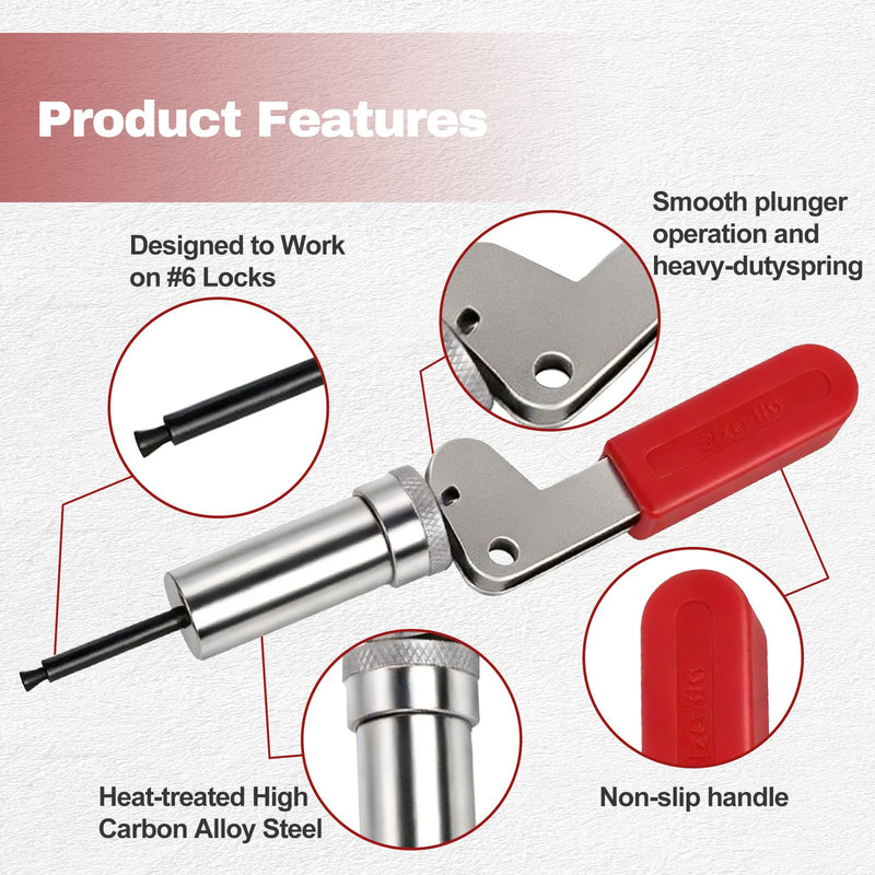 Professional Spring Plunger Tool for #6 Barrel Nut Fasteners — 0.158" Inner Diameter - High-Carbon Alloy Steel Ergonomic Handle for Water Utility ＆ Infrastructure Maintenance