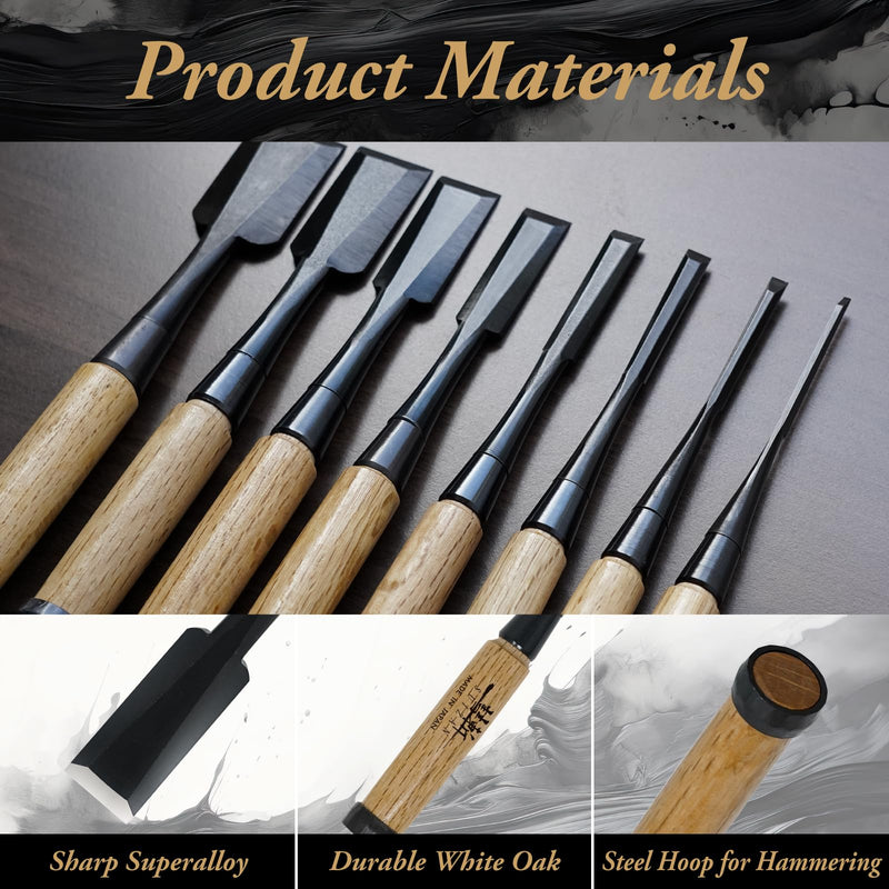 SUIZAN Japanese Wood Chisel 1/8" (3mm) - Professional Oire Nomi Woodworking tools 1/8 Inch (3mm)