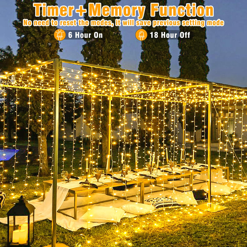 Christmas Lights Outdoor, 66ft 200 LED String Lights Indoor Clear Wire, 8 Modes Warm White Christmas Lights for Outside House, Plug in Waterproof Twinkle Lights for Tree Bedroom Holiday Decorations 200LED