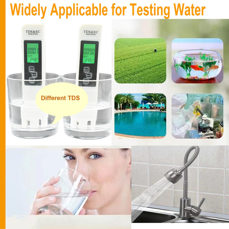 3 in 1 Digital Water Quality Tester, TDS, EC& Temperature Meter,0-9990ppm, Ideal Water Testing for Drinking Water,Pool, Aquariums. 2 PCS Come with Plastic Case
