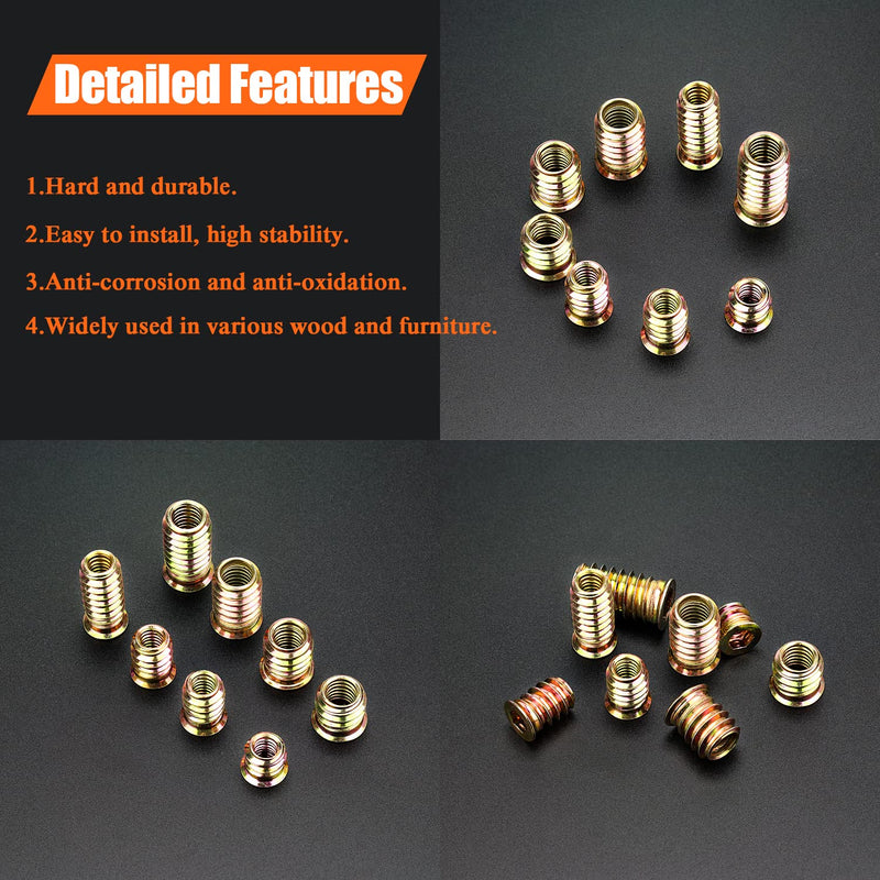 3/8-16 Threaded Inserts, Wood Inserts, Steel Threaded Inserts for Wood Furniture Screw, HELIFOUNER 15 Pieces 3/8”-16 x 25mm Threaded Inserts with Hex Wrench for Wood Furniture 3/8"-16 x 25mm