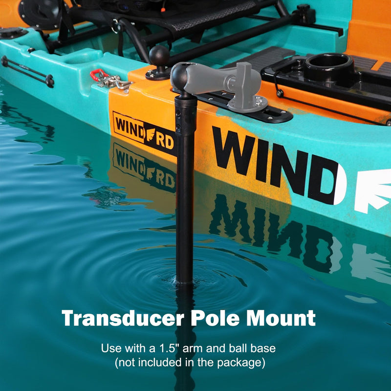 Transducer Pole Mount for Kayak, Transducer Pole with 1.5 inches/C Size Ball, Adjustable Transducer Arm for Boat, Compatible with Garmin, Lowrance Long