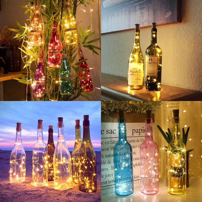 Aluan Wine Bottle Lights with Cork, 12 LED 10 Pack Fairy / String Lights Waterproof Battery Operated for Jar Party Wedding Christmas Festival Bar Decoration, Warm White 12LED - NewNest Australia