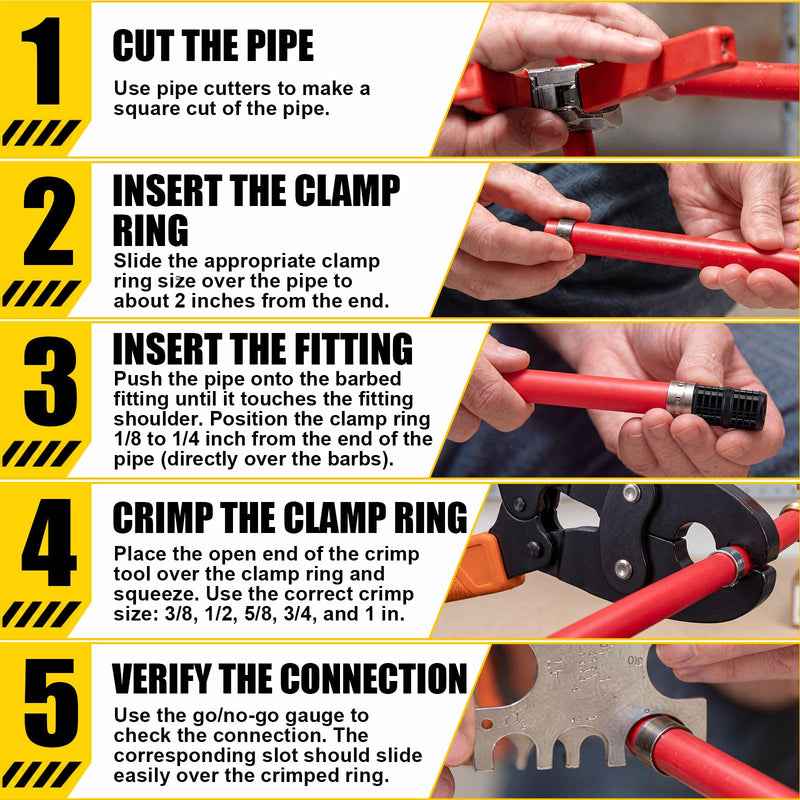 16 Pack 1 Inch Poly PEX Crimp Coupling with Position Tab, PPSU 1'' 16