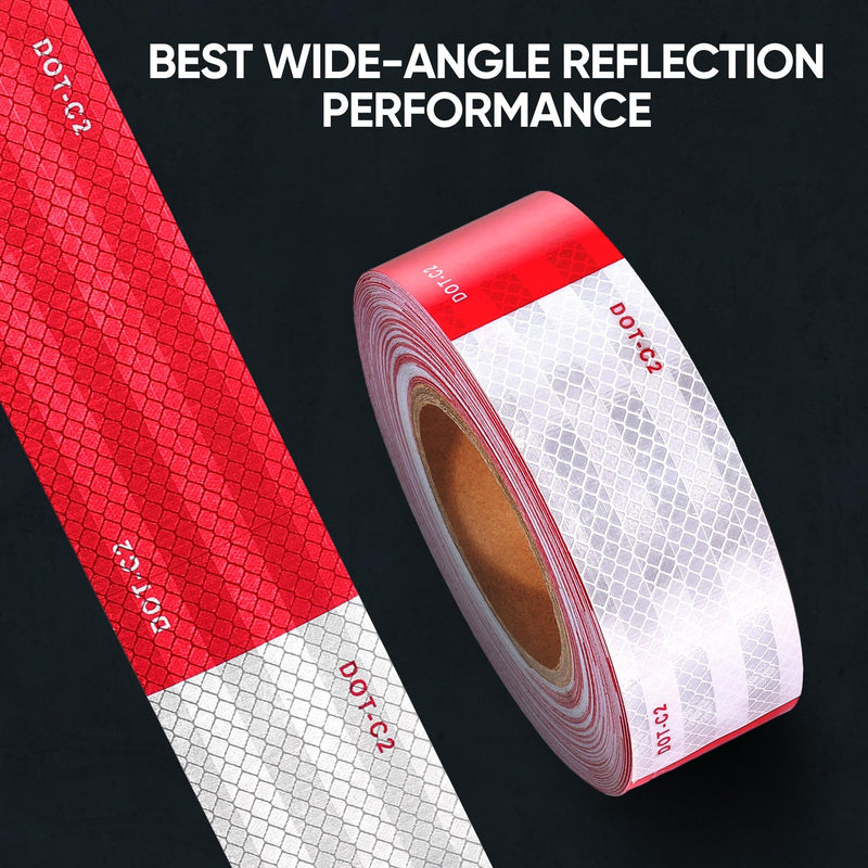 UIOCSSC DOT-C2 Reflective Tape 2 Inch x 30 Feet Red White Conspicuity Safety Reflective Tape Outdoor Waterproof for Vehicles Trailers Boats Signs 2 IN x 30 FT