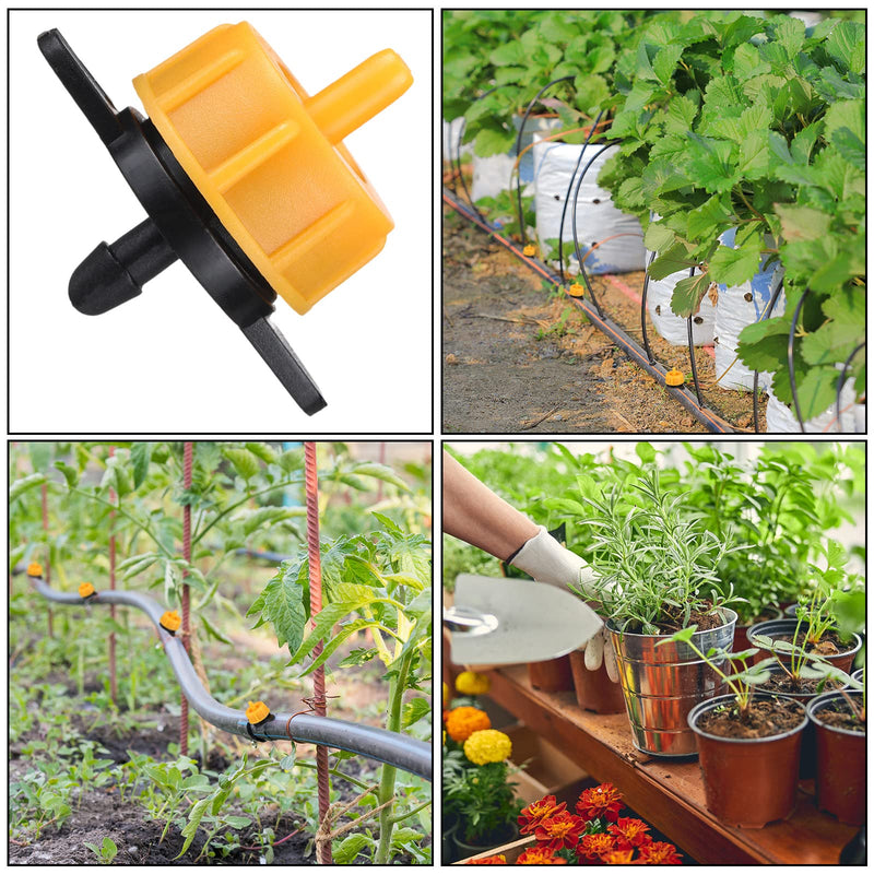 50 Pcs Drip Irrigation Emitters 1/4 Inch 2 GPH Water Tubing Irrigation Tubing Pressure Compensating Dripper Emitters System Drip Tip Constant Flow Heads Parts for Garden Watering Dripper