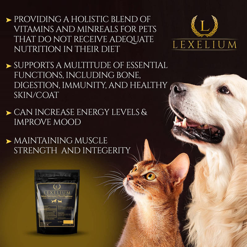 Holistic Multivitamin Supplement for Dogs and Cats - Complete 12-in-1 Plant-Based Vitamins & Minerals for Skin, Coat, Digestion, Bones, and Immunity - Omega-3 Fish Oil, Vitamin Mineral Complex - 200G - PawsPlanet Australia