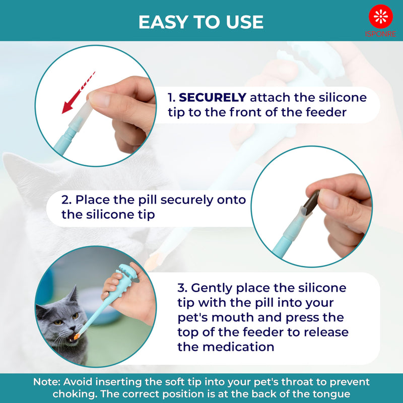 Pet Pill Shooter, Safe & Easy Pill Popper with 2 Premium Soft Silicone Tips for Cats and Dogs, Acts as Pet Piller, Medicine Feeder, Pill Pusher, Pill Dispenser, Cat and Dog Pill Shooter Blue Shooter