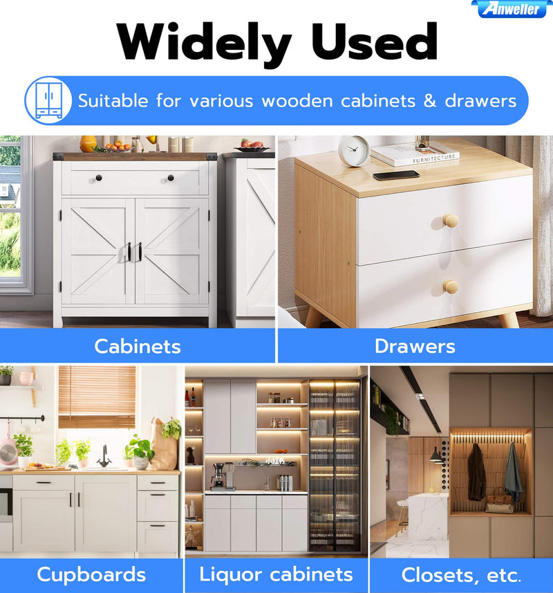 Smart Cabinet Lock, Anweller Hidden No Drill Adhesive Magnetic Baby Proofing Child Proof Drawer Locks, Keyless RFID Bluetooth Cabinet Locks for Adults File Kitchen Cupboard Closet Liquor - Black