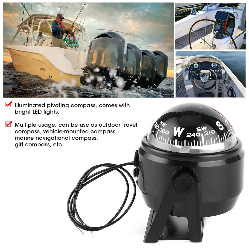 Boat Compass 12V LED Sea Dashboard Marine Electronic Digital Dash Mount Flush Boat Yacht Ship Navigation Compass ABS for Sail