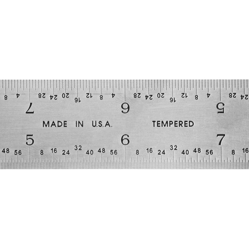 PEC Tools High Precision Metal Ruler, 12 Inch Rigid Machinist Rule, 4R Graduation (1/8", 1/16", 1/32", 1/64"), Carbon Steel with Satin Chrome Finish, Trusted by Professionals, Made in USA