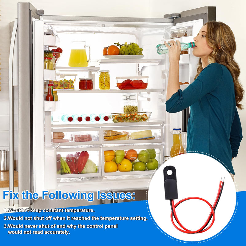 297018400 Fridge Sensors, Freezer Temperature Sensor Compatible with Freezer Thermistor Electrolux Frigidaire Fridge, Replace# 25314772100, PS977306 1064363 7297018400 AH977306 EA977306