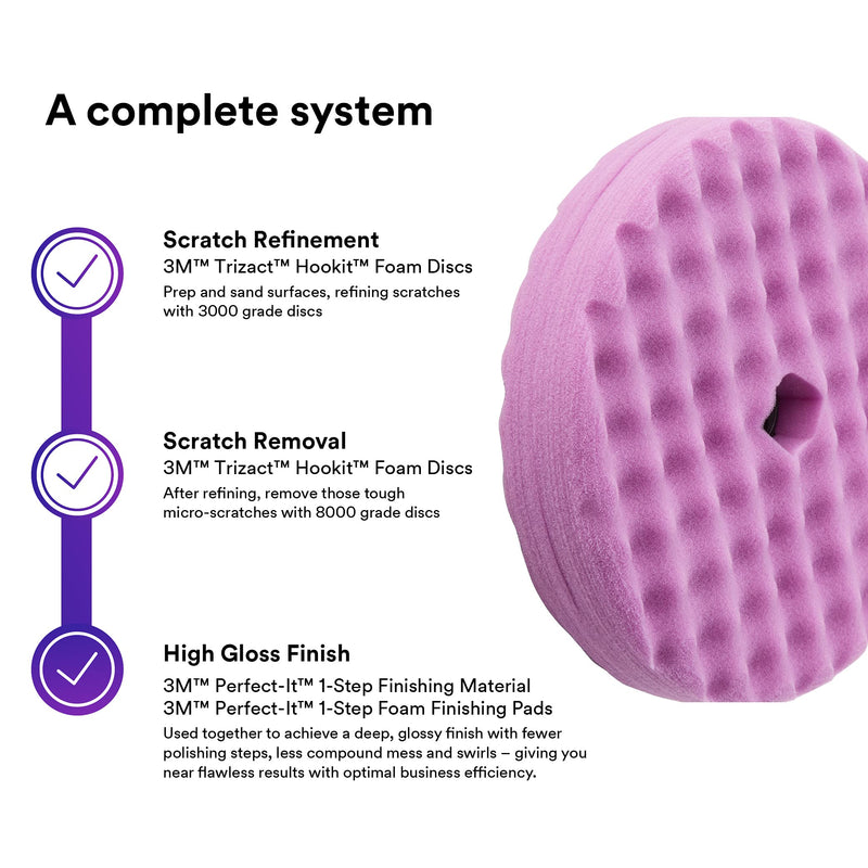 3M Perfect It 1 Step Foam Finishing Pad, 33035, Quick Connect, Surface Buffing, Collision Repair, High Gloss Polish, 8 in 8" Quick Connect