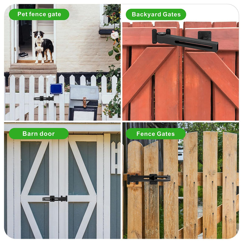 Flip Gate Latch Lock with Padlock Hole, Safety Door Bolt Latch Lock Heavy Duty Adjustable Door Latch, 8" Barn Door Lock, Suitable for Outdoor Wooden Fence, Swing Doors, Sheds, Patio Latches Black 1
